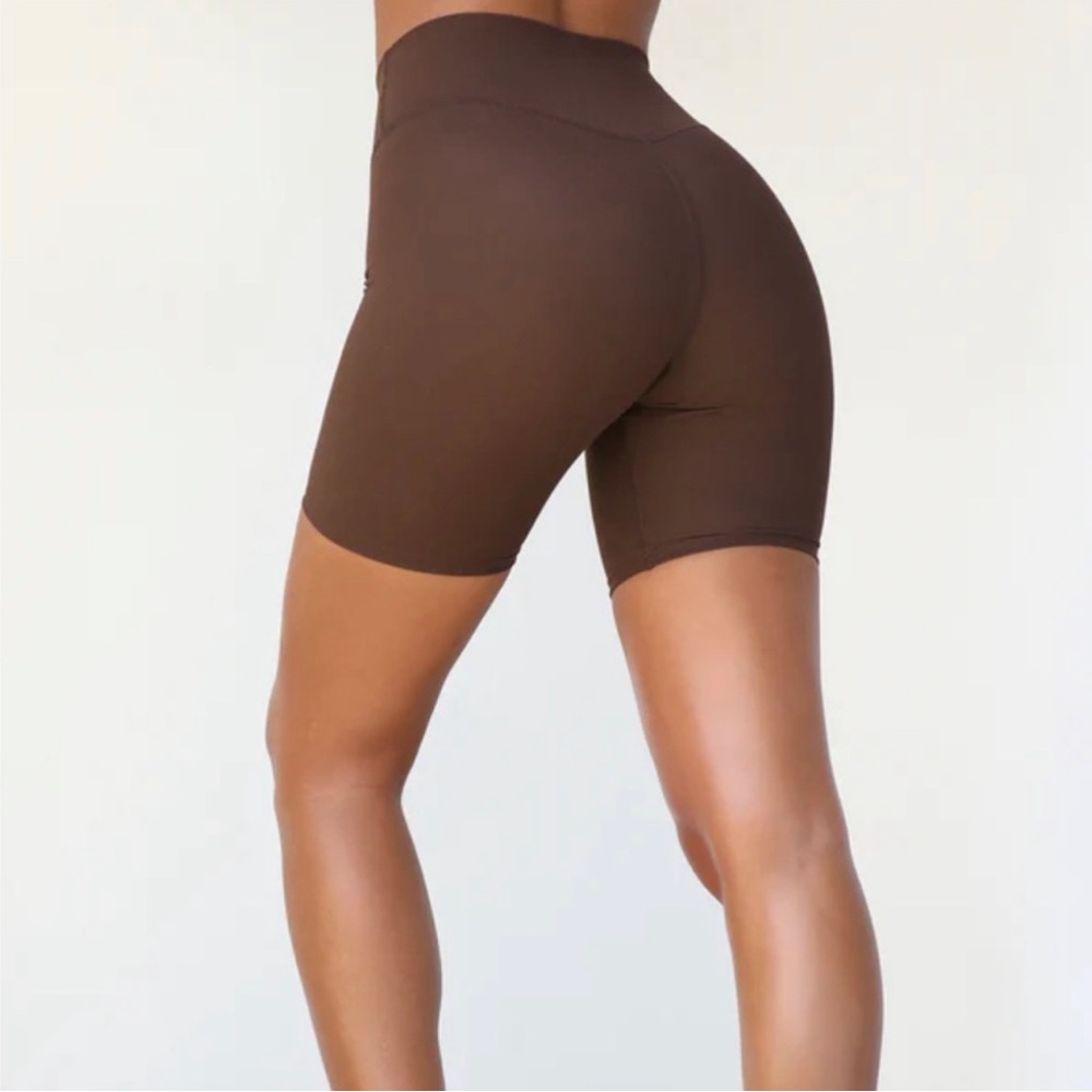 Sueded Umber Biker Shorts